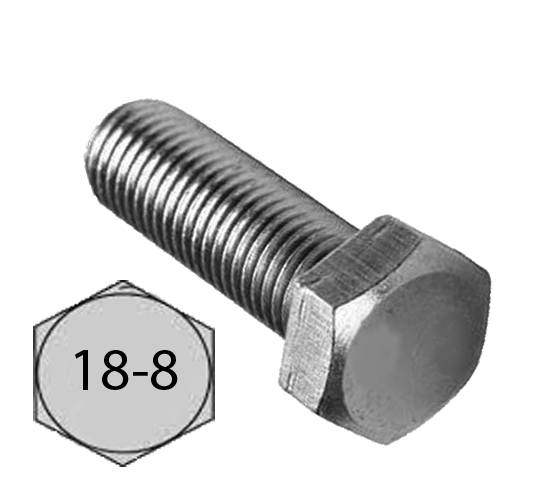 M16 - 2.00 X 50 (FT) METRIC DIN933-A2 (18-8) STAINLESS HEX CAP SCREW